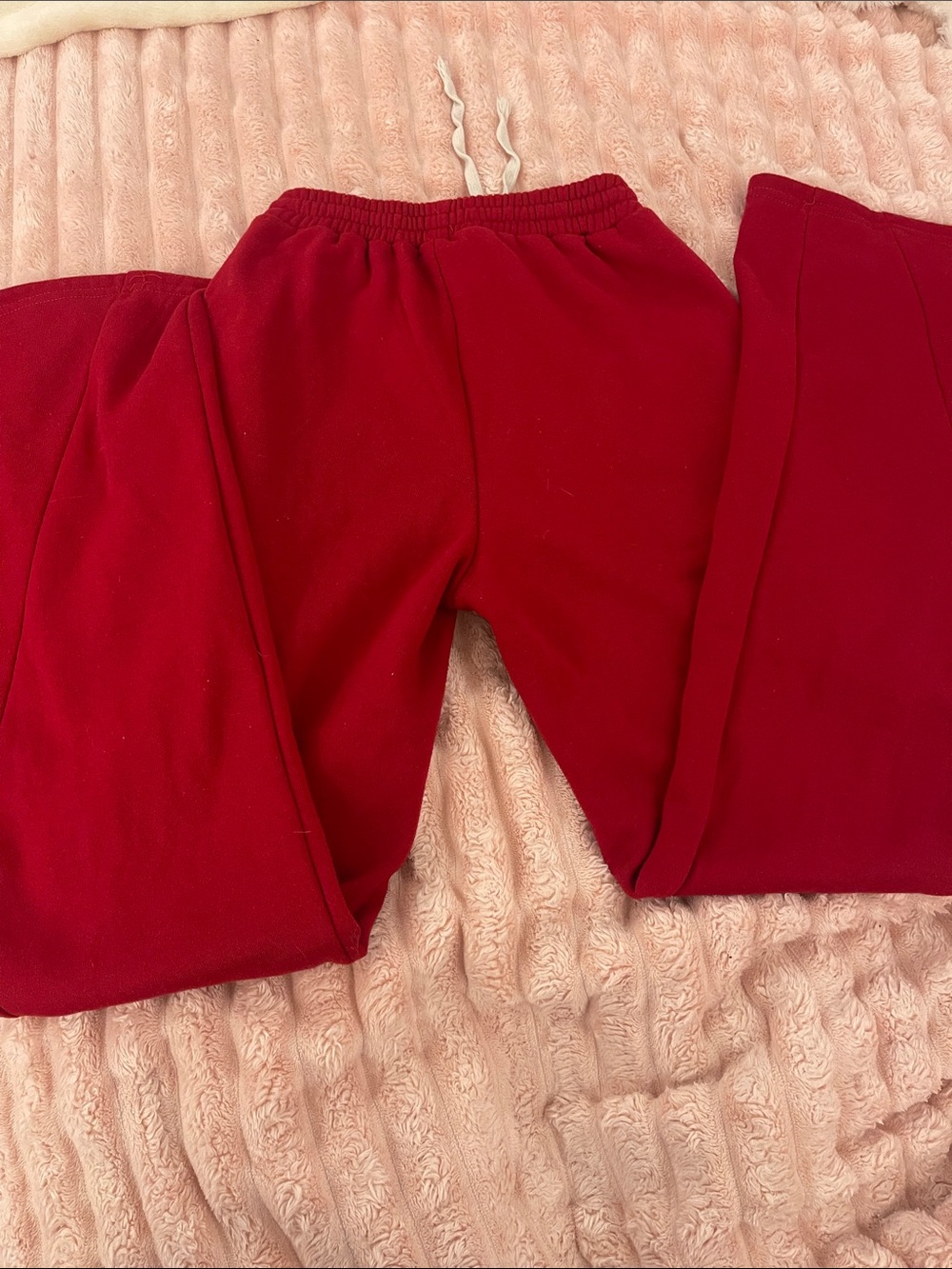 Kids Red Fleece Sweatpants with Drawstring - Picture 2 of 2